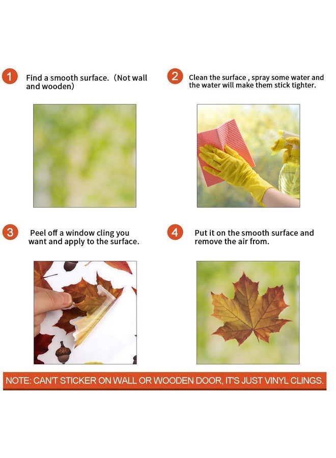 CCINEE CCINEE 216pcs Maple Window Clings 6 Sheets Fall Leaves Assorted Maple Oak Leaves Acorns Window Stickers for Autumn Thanksgiving Halloween Seasonal Holiday Glass Window Decorations  - Image 5
