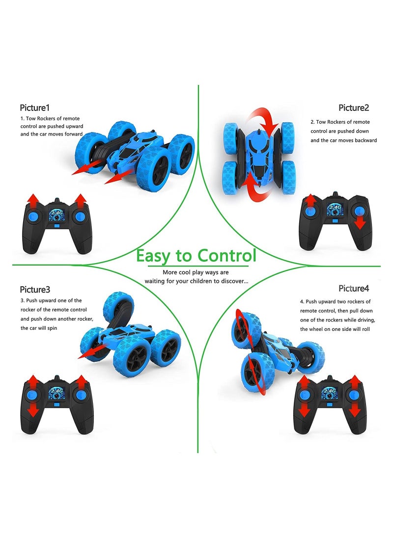Swift - RC Car Toys Remote Control Stunt Car 360 Degree Flips Double Sided Rotating Blue - Image 1