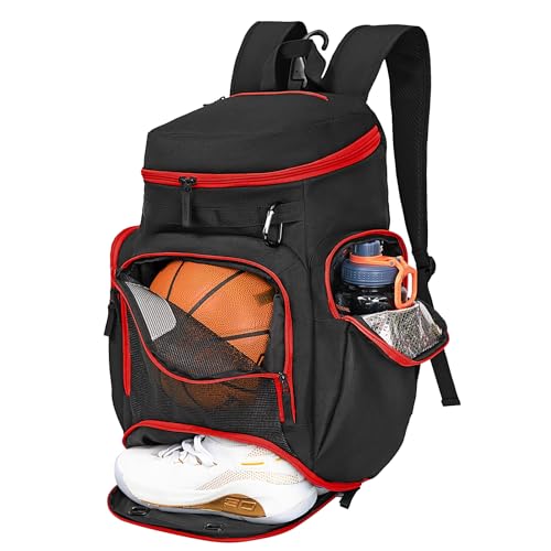LARIPOP Large Basketball Backpack Sports Gym Bag with Ball Holder Ventilated Shoe Compartment Insulated Cooler Pockets Reflective Strips Fence Hook for Men Youth Athletic Training - Image 1