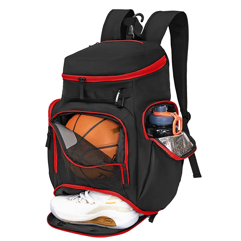 LARIPOP Large Basketball Backpack Sports Gym Bag with Ball Holder Ventilated Shoe Compartment Insulated Cooler Pockets Reflective Strips Fence Hook for Men Youth Athletic Training - Image 2