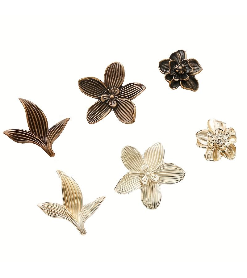 Creative Petal Shaped Single Hole Small Handle For Cabinet Door Wardrobe Drawer Light Luxury Small Leaf Copper Natural Color 2 Pack - Image 2