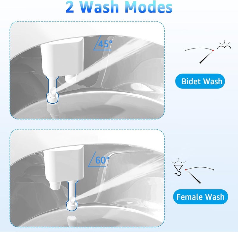 Aünsffer Bidet Attachment for Toilet, Non-Electric Fresh Cold Water, Toilet Bidet with Dual Nozzles Sprayer, Adjustable Water Pressure Control, 3 Modes Wash (Feminine/Bidet Wash + Self-Cleaning) - Image 3