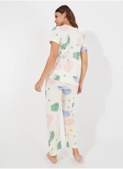 Styli AOP Print T-Shirt and Pyjama Set  - Image 4