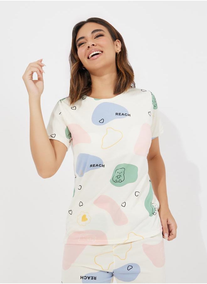 Take Two AOP Print T-Shirt and Pyjama Set  - Image 2
