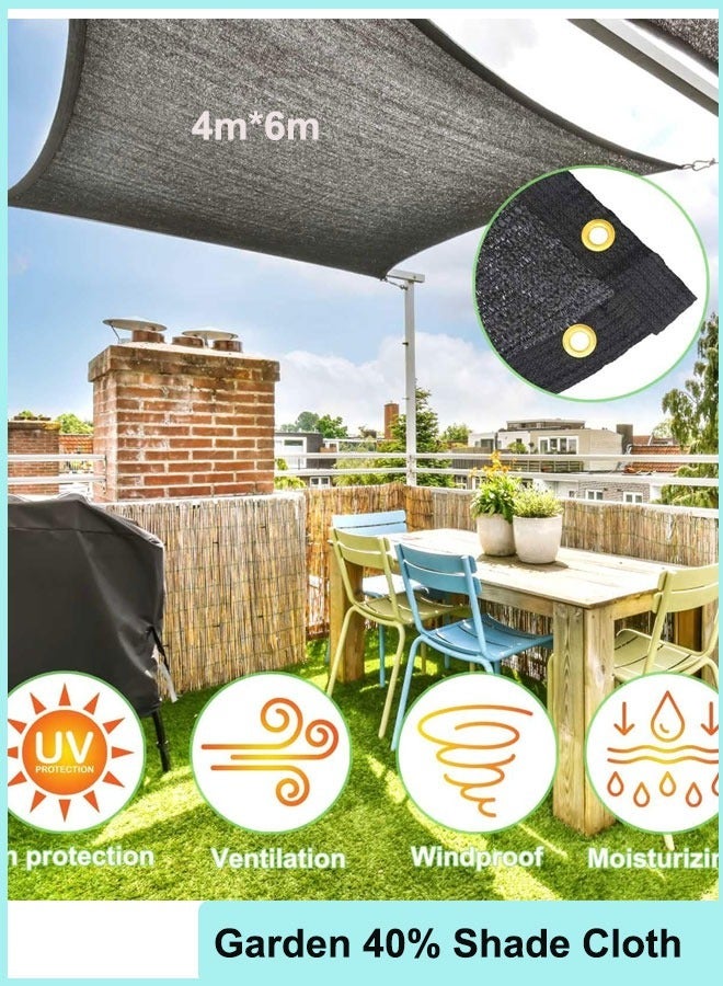 HQ-GAMING Sun Shade Shade Sail Shade Cloth Sun Shade Sail,UV Resistant,PES Polyester,Black 8 Pin,Taped Edge with Grommets,Cable Zip Ties Included,For Chicken Coop Pet Kennels 4m*6m