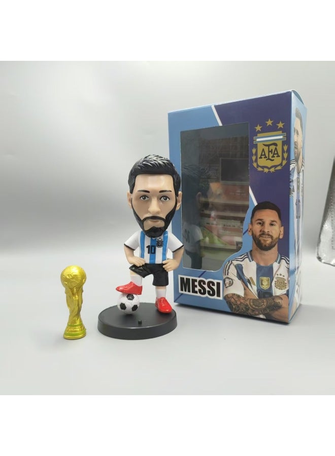 مجسم رياضي فردي رقم 1 # ميسي [في علبة] - ميسي رونالدو مبابي كأس العالم، زينة قابلة للتجميع، لعبة أطفال، هدية عيد ميلاد لمحبي الرياضة، دمية نجم رياضي في علبة مغلقة - Image 1