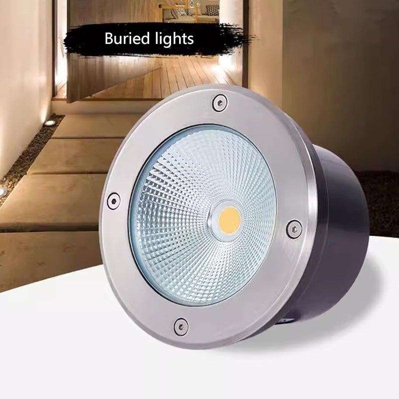 ضوء أرضي مدمج خارجي من نوع COB، دائري، مزود بمصابيح LED، مقاوم للماء (معيار IP66)، جهد كهربائي من 85 إلى 265 فولت، مناسب للحدائق والممرات والأرصفة والجسور والخطوات، لإضاءة المناظر الطبيعية (لون أزرق، قوة 5 واط). - Image 2
