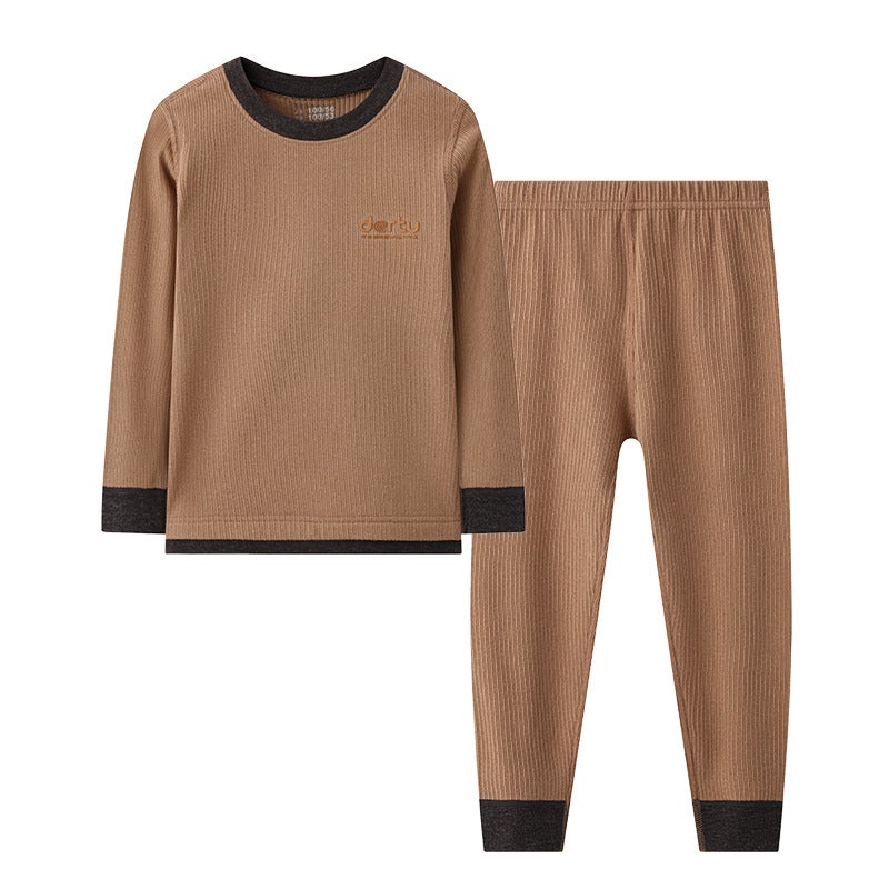 Children'S Thermal Underwear Suit Jacquard Warm Velvet Bottoming Shirt Men'S And Women'S Children'S Clothing Autumn Pants Pajamas Large Children'S Home Clothes - Image 1