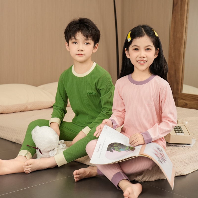 Children'S Thermal Underwear Suit Jacquard Warm Velvet Bottoming Shirt Men'S And Women'S Children'S Clothing Autumn Pants Pajamas Large Children'S Home Clothes - Image 2