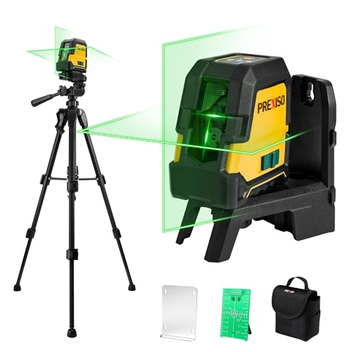 PREXISO Laser Level with Tripod - 100Ft Rechargeable Dual Modules Line Laser, Self Leveling Wide Angle Cross Leveler Tool for Construction, Floor Tile Renovation with Magnetic Base, Target Plate, Bag - Image 1