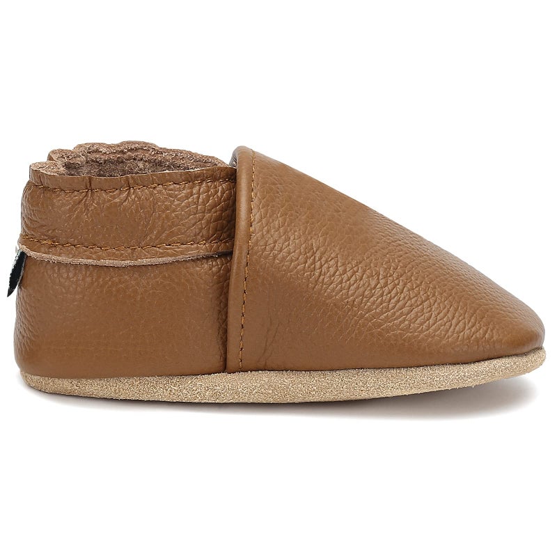 OWLOWLA Soft Sole Baby Shoes Leather First Walking Crib Slipon Moccasins Infant Toddler PreWalker for Boy GirlFClassic Brown06months