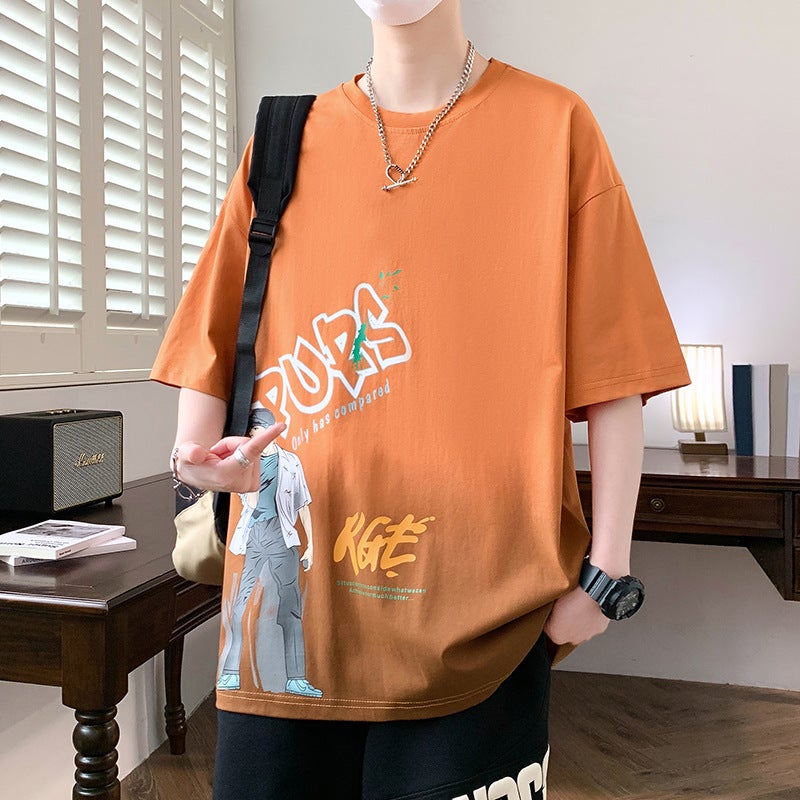 17 Teenagers Short-Sleeved T-Shirt Boys 12-15 Years Old Junior High School Students 13 Handsome Loose Half-Sleeved 14 Summer Top 16 - Image 1