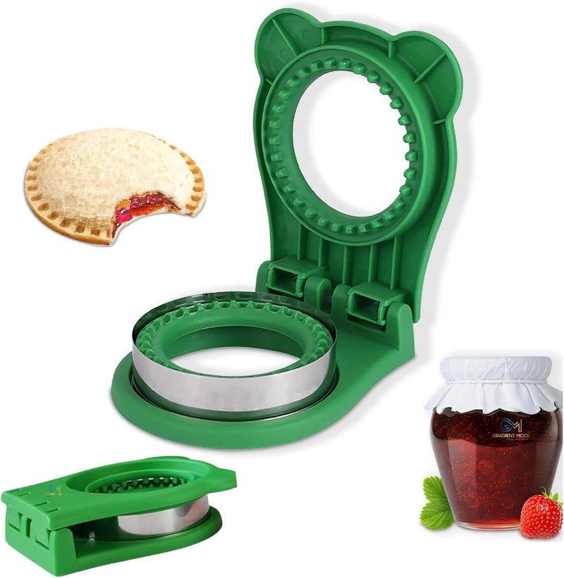 Gradient Mode Sandwich Cutter and Sealer, Kids Bread Decruster, DIY Cookie Cutter, Great for Lunchbox and Bento Box - Green - Image 1