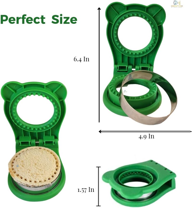 Gradient Mode Sandwich Cutter and Sealer, Kids Bread Decruster, DIY Cookie Cutter, Great for Lunchbox and Bento Box - Green - Image 4