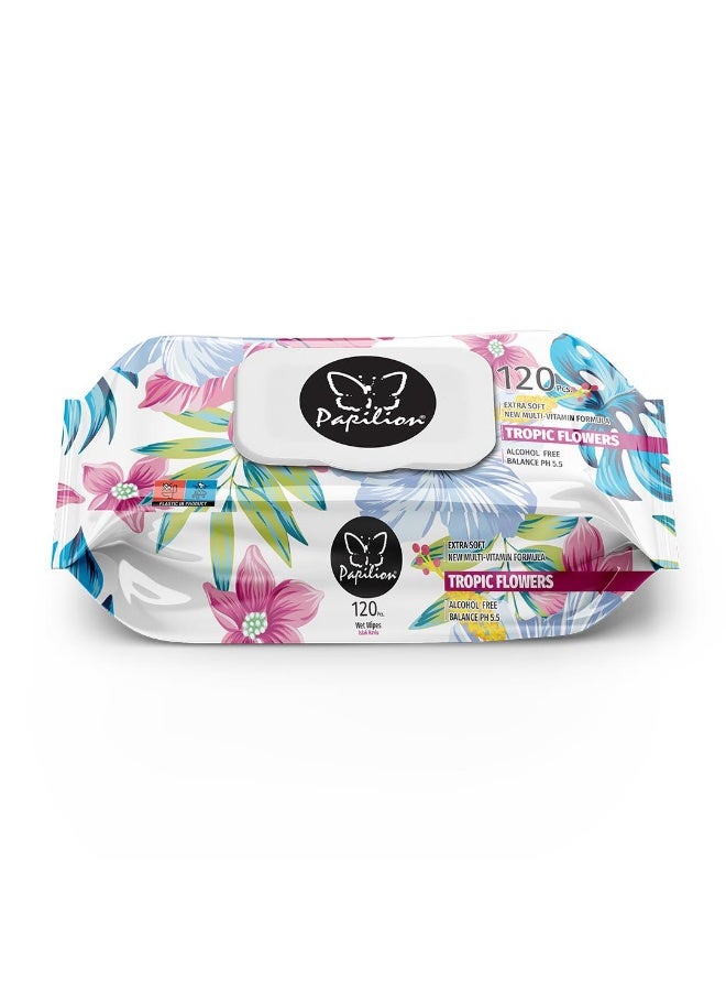 Papilion wet wipes Tropic Flowers 120 wipes