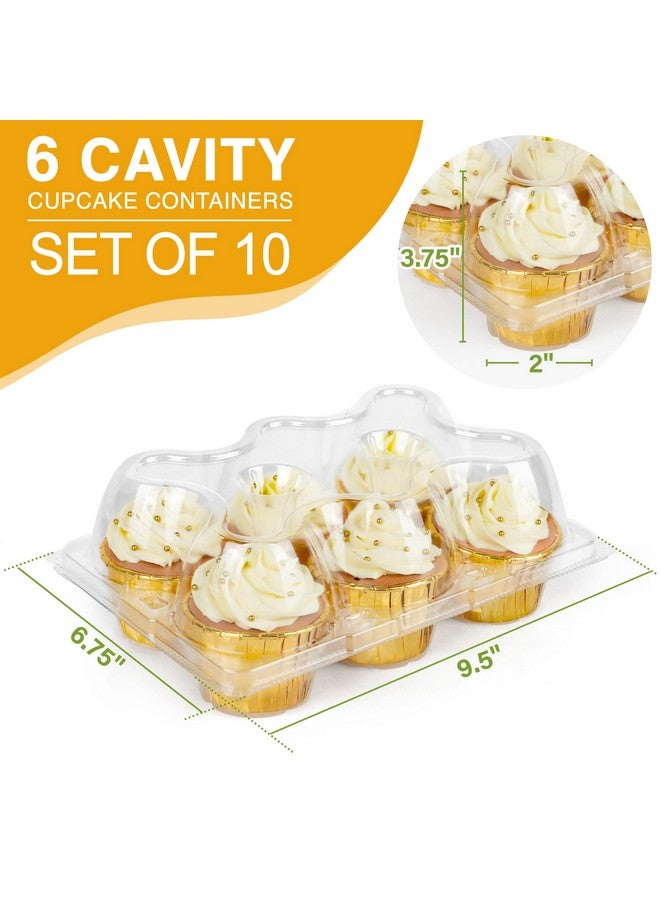 LotFancy Cupcake Containers 6 Count, 40 Sets, Half Dozen Clear Cupcake Boxes, Plastic Muffin Holders with Detachable Tall Dome Lid, Disposable Cupcake Carriers, BPA Free, Standard Size - Image 2