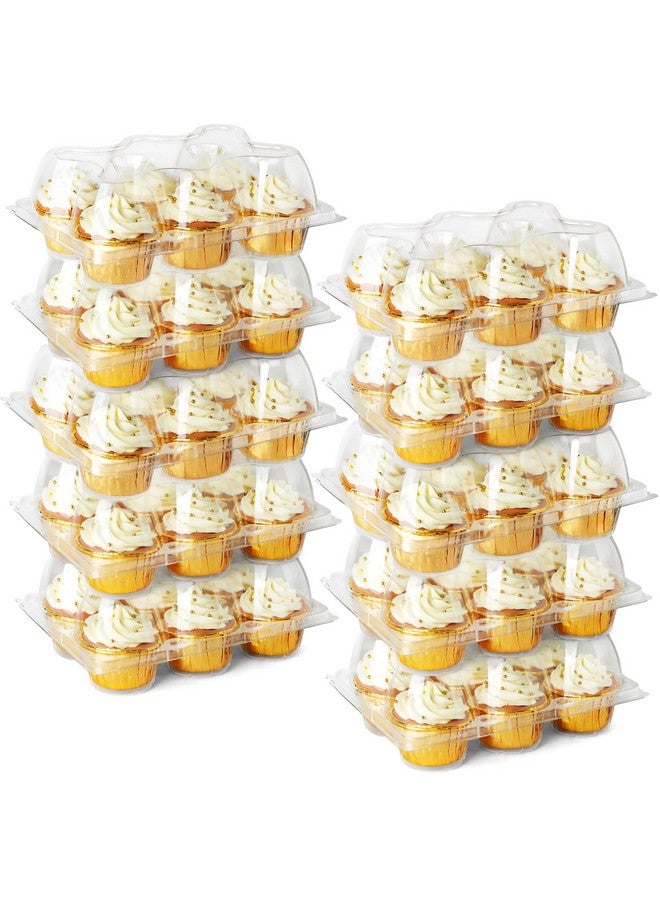 LotFancy Cupcake Containers 6 Count, 40 Sets, Half Dozen Clear Cupcake Boxes, Plastic Muffin Holders with Detachable Tall Dome Lid, Disposable Cupcake Carriers, BPA Free, Standard Size - Image 1