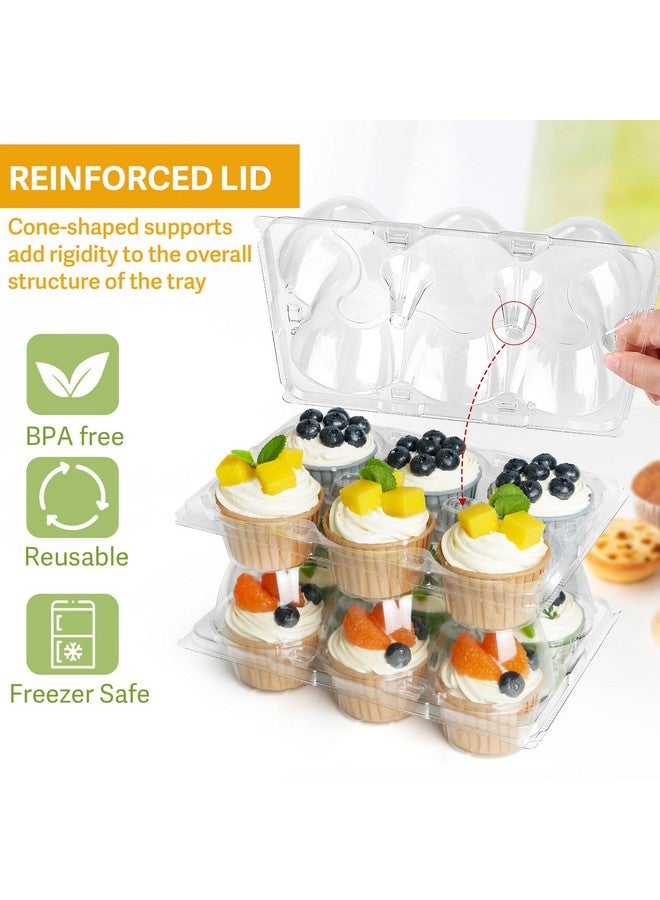 LotFancy Cupcake Containers 6 Count, 40 Sets, Half Dozen Clear Cupcake Boxes, Plastic Muffin Holders with Detachable Tall Dome Lid, Disposable Cupcake Carriers, BPA Free, Standard Size - Image 3