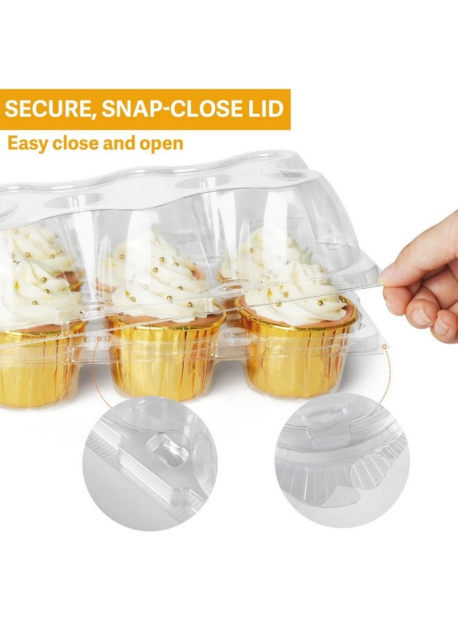 LotFancy Cupcake Containers 6 Count, 40 Sets, Half Dozen Clear Cupcake Boxes, Plastic Muffin Holders with Detachable Tall Dome Lid, Disposable Cupcake Carriers, BPA Free, Standard Size - Image 4