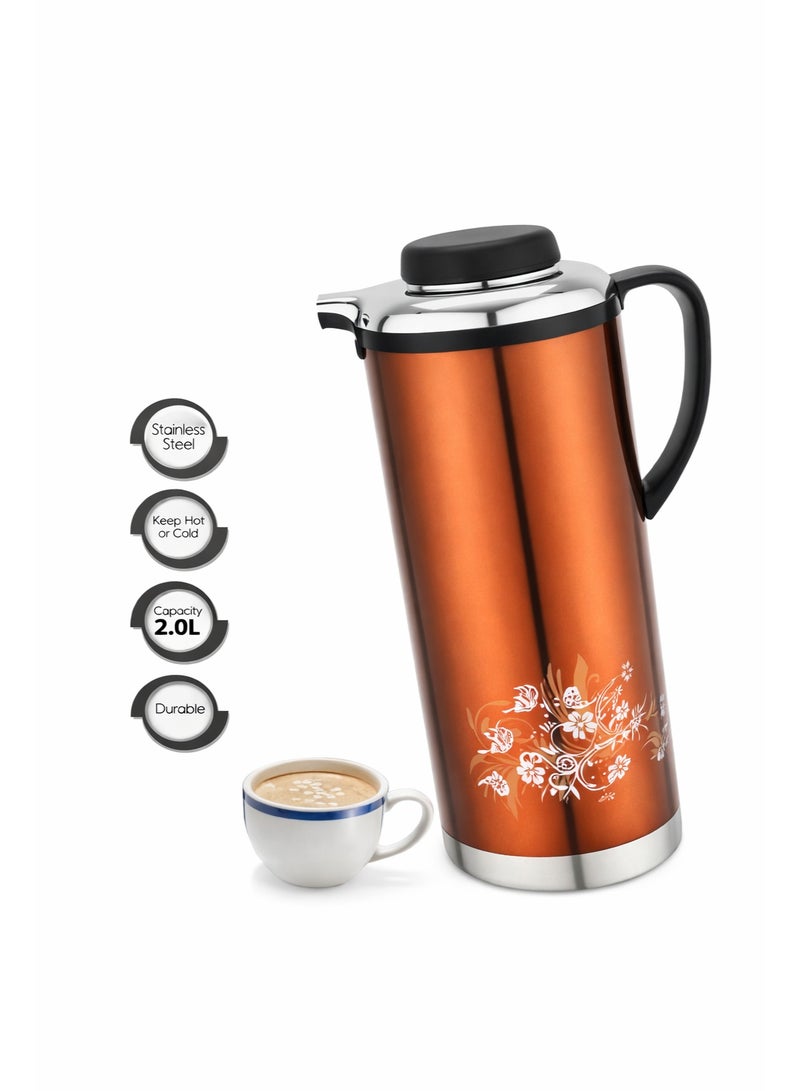 CYBER Vacuum Flask CYVF-5120  2.0L Stainless Steel  Hot & Cold Retention for Hours  Durable & Easy to Use  Floral Design  Portable Beverage Container  Enjoy the Freshness Everyday - Image 2
