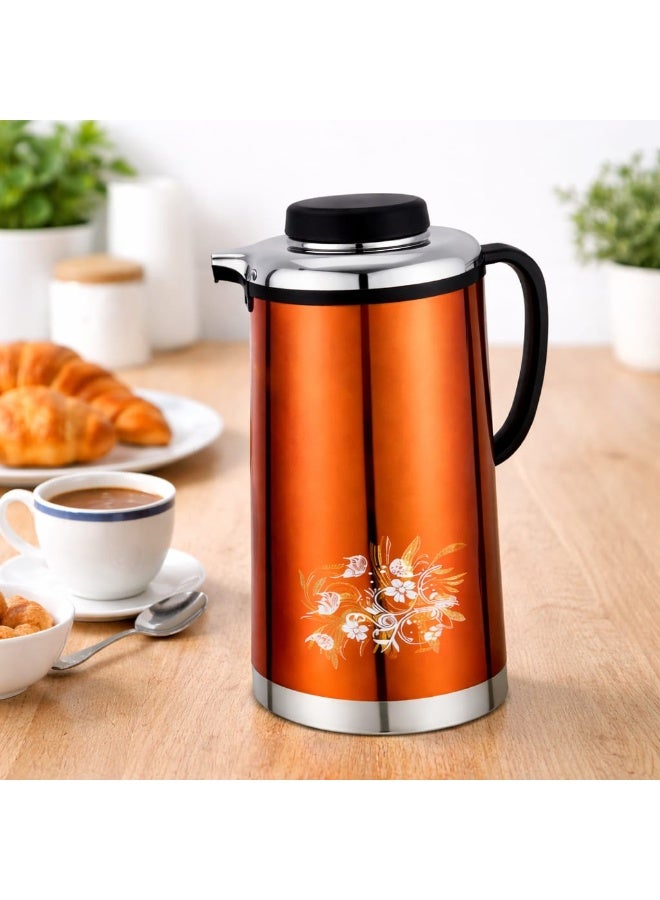 CYBER Vacuum Flask CYVF-5120  2.0L Stainless Steel  Hot & Cold Retention for Hours  Durable & Easy to Use  Floral Design  Portable Beverage Container  Enjoy the Freshness Everyday - Image 4