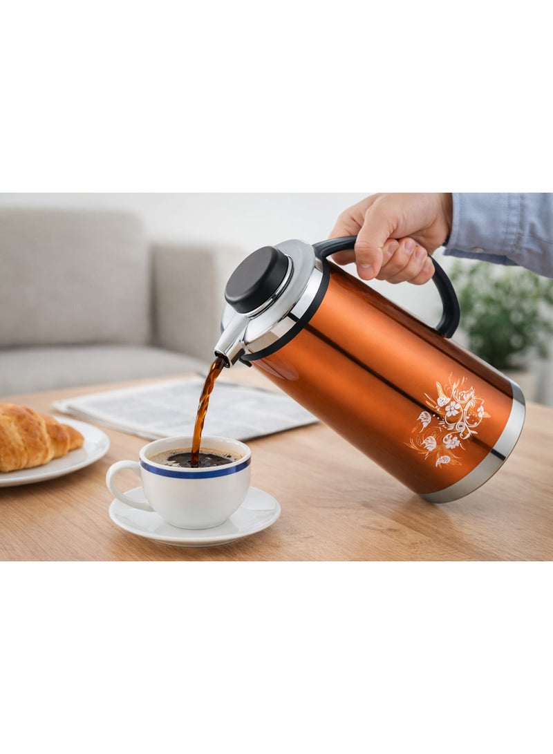 CYBER Vacuum Flask CYVF-5120  2.0L Stainless Steel  Hot & Cold Retention for Hours  Durable & Easy to Use  Floral Design  Portable Beverage Container  Enjoy the Freshness Everyday - Image 5
