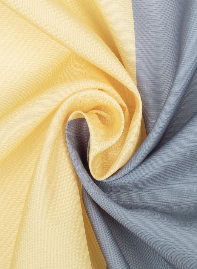 Sunlit Yellow Gray Horizontal Stripes Water-Repellent Fabric Shower Curtain with Reinforced Metal Grommets Refreshing Striped Design Bathroom Decor - Image 5