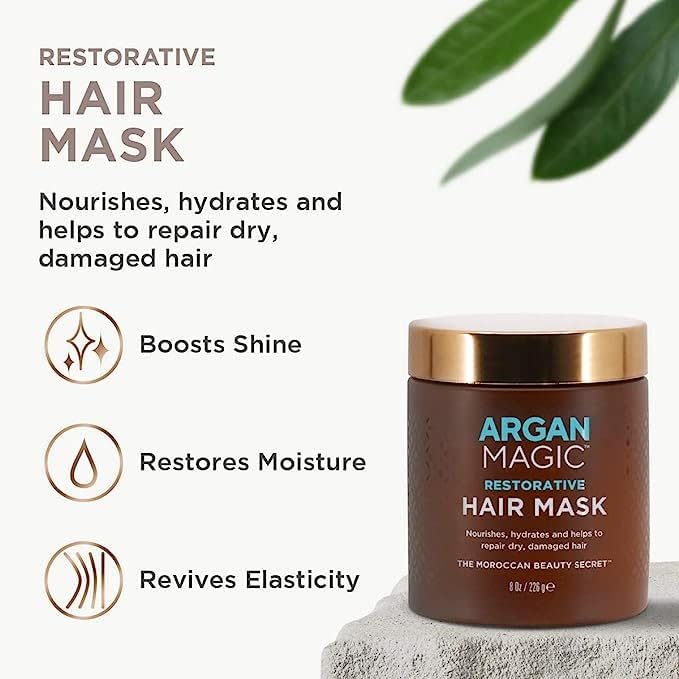 Argan Magic Restorative Hair Mask - Protein Rich Conditioning Hair Mask that Hydrates, Restores And Repairs Damaged Hair | Made in USA, Paraben Free, Cruelty Free (12 oz) - Image 3