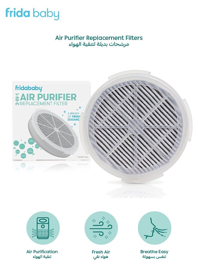 fridababy 3-in-1 Air Purifier Replacement HEPA Filter | Eliminates Dust, Odors, Bacteria, Mold, Pet Dander & Pollen | Fresh Clean Air for Baby’s Room | 90-Day Use  - Image 1