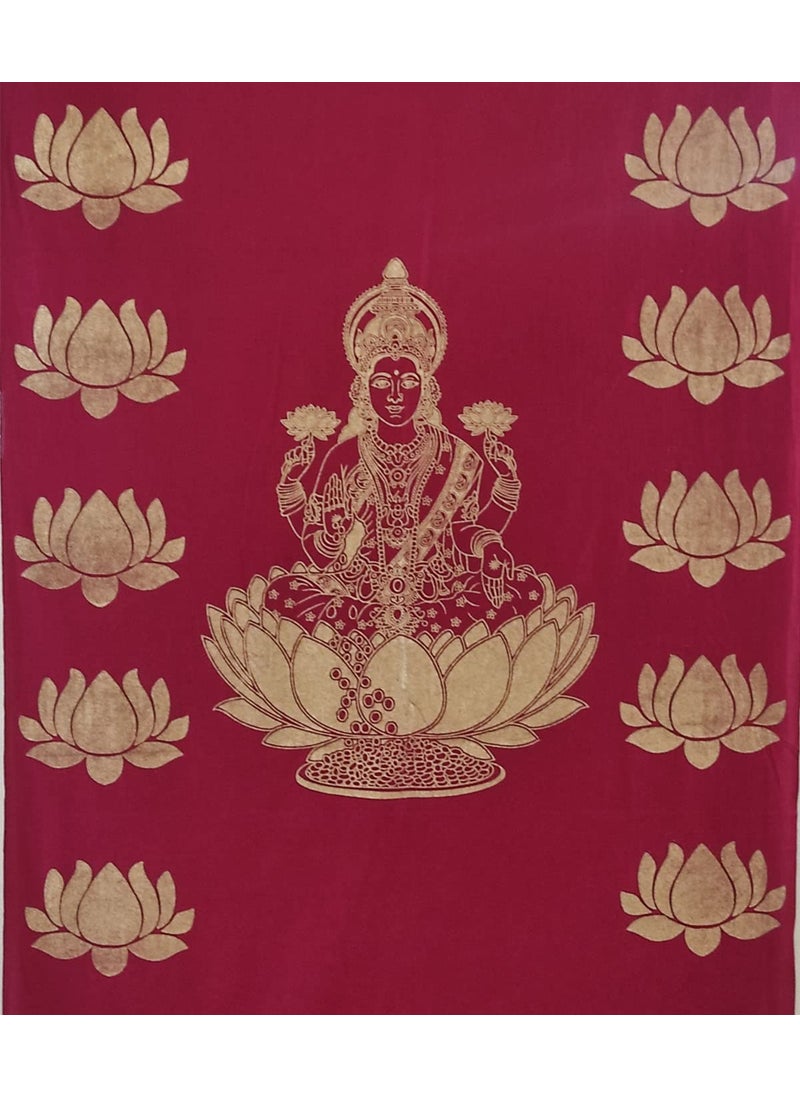 ZESTENTER - ZestEnter Golden Print Laxmi Traditional Backdrop Cloth for Varalakshmi Vratham Pooja Decorations House Warming Functions - Image 1