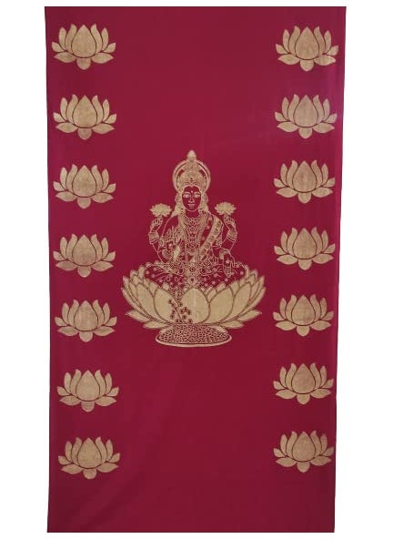 ZESTENTER - ZestEnter Golden Print Laxmi Traditional Backdrop Cloth for Varalakshmi Vratham Pooja Decorations House Warming Functions - Image 1