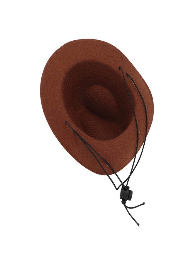 Kodrily Brown Dog Hat, Soft Fedora for Dogs, Adjustable Dog Costume Hat, Puppy Fedora Hat with Strap, Polyester Pet Cosplay Cap for Pet Cats Dogs Party, Daily Decoration, Photoshoots - Image 3