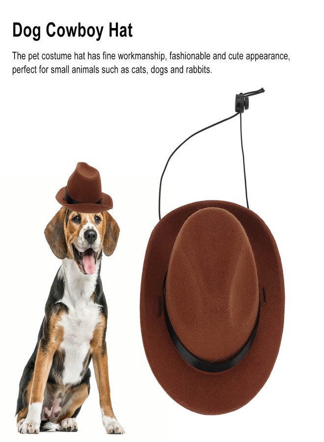 Kodrily Brown Dog Hat, Soft Fedora for Dogs, Adjustable Dog Costume Hat, Puppy Fedora Hat with Strap, Polyester Pet Cosplay Cap for Pet Cats Dogs Party, Daily Decoration, Photoshoots - Image 5