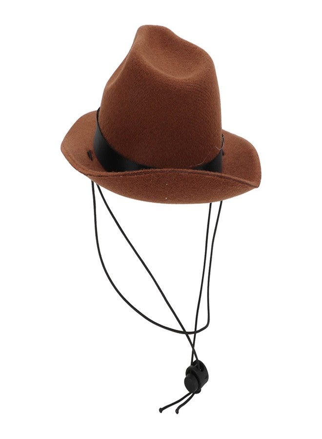 Kodrily Brown Dog Hat, Soft Fedora for Dogs, Adjustable Dog Costume Hat, Puppy Fedora Hat with Strap, Polyester Pet Cosplay Cap for Pet Cats Dogs Party, Daily Decoration, Photoshoots - Image 1