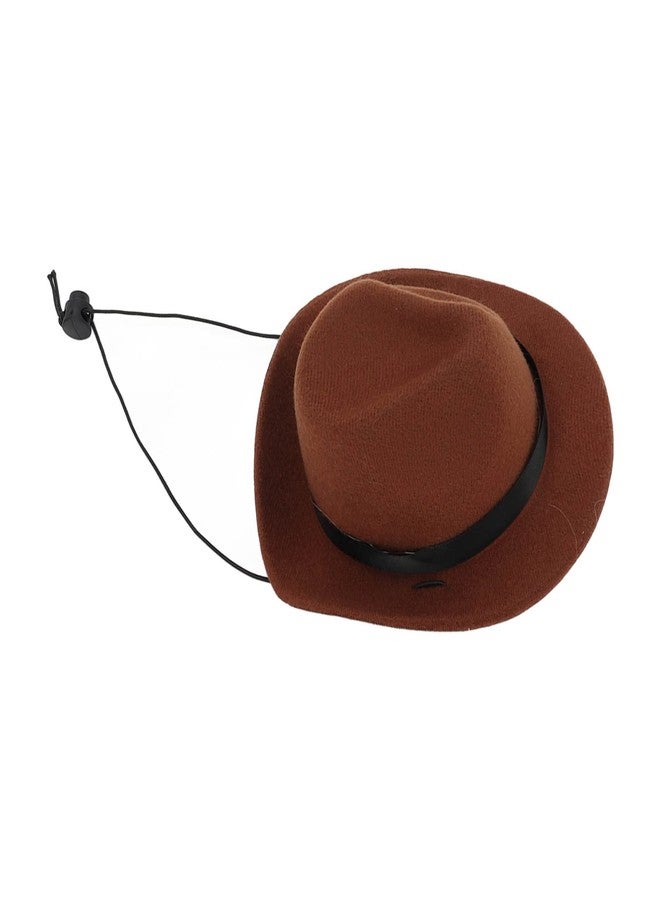 Kodrily Brown Dog Hat, Soft Fedora for Dogs, Adjustable Dog Costume Hat, Puppy Fedora Hat with Strap, Polyester Pet Cosplay Cap for Pet Cats Dogs Party, Daily Decoration, Photoshoots - Image 2