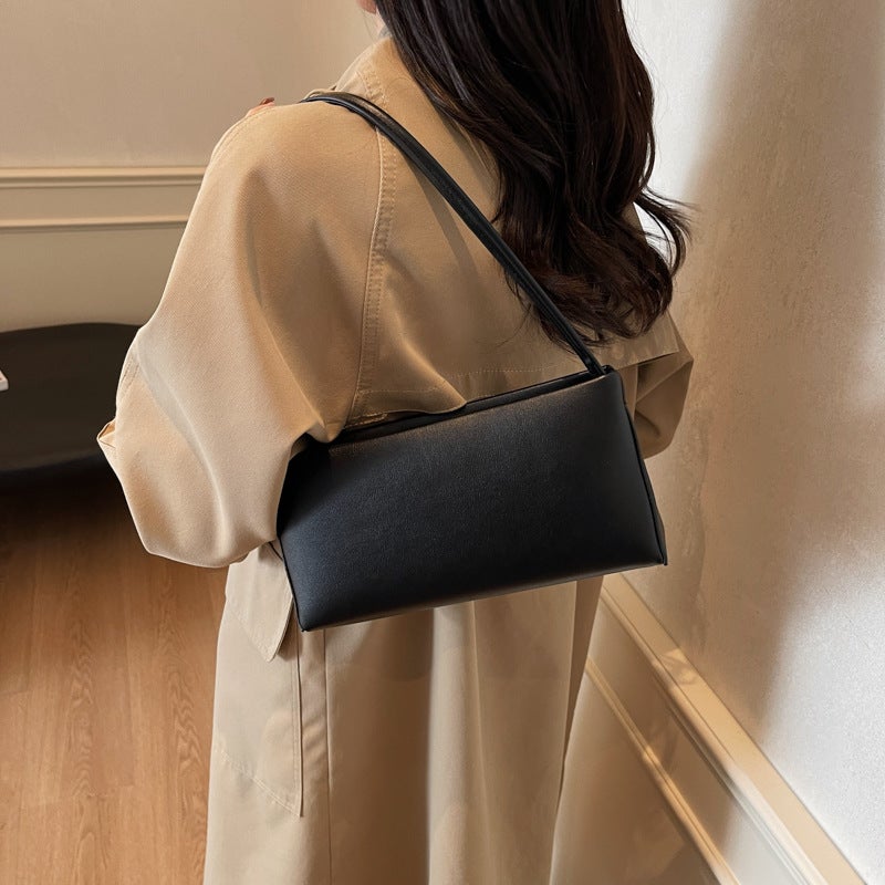 Baguette Underarm Bag Pu French Retro Texturistic Shoulder Bag Niche Design Casual Commuting Lightweight Small Bag - Image 2