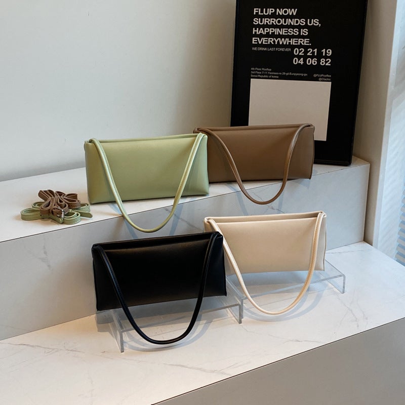 Baguette Underarm Bag Pu French Retro Texturistic Shoulder Bag Niche Design Casual Commuting Lightweight Small Bag - Image 4