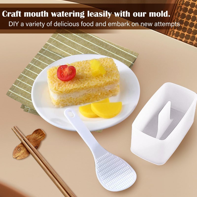 EKIND Sushi Mold Set for Rice Musubi Maker Press DIY Tool, with Nonstick Surface and Small Rice Paddle Rectangular Shape Kitchen Gadget (Semi-transparent) - Image 5