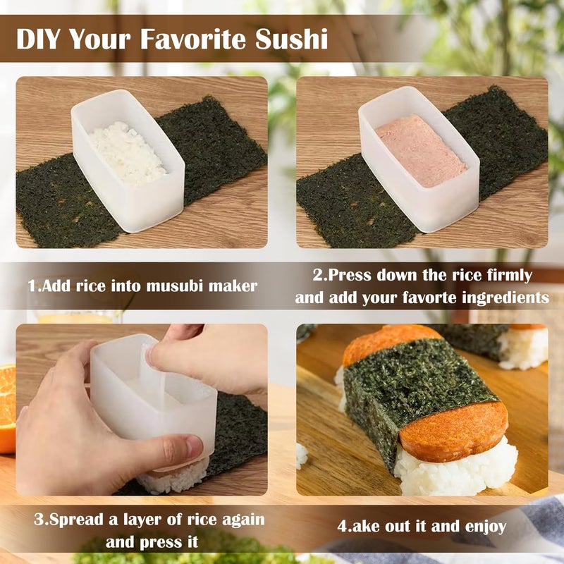 EKIND Sushi Mold Set for Rice Musubi Maker Press DIY Tool, with Nonstick Surface and Small Rice Paddle Rectangular Shape Kitchen Gadget (Semi-transparent) - Image 3