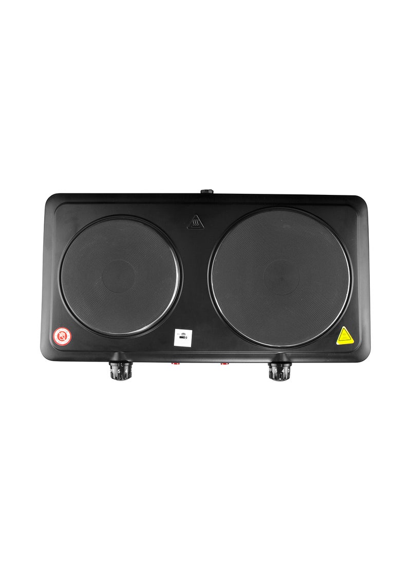 SONASHI Double Electric Hot Plate with Adjustable Temperature Control and Overheat Protection | On/Off Indicator Light and Non-Slip Rubber Feet | Auto Thermostat Hot Plate for Kitchen Camping 2500 W SHP-613 Black - Image 4