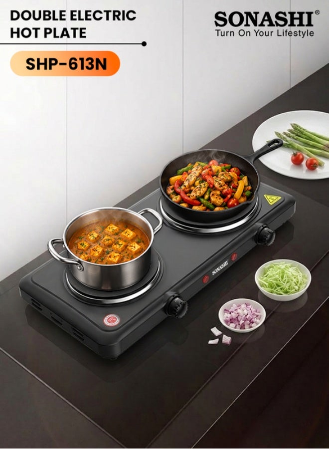 سوناشي طبق تسخين كهربائي مزدوج 2500 W SHP-613 أسود - Image 1
