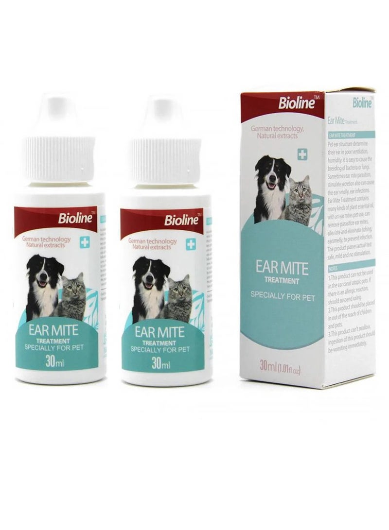 Bioline علاج عث الأذن للكلاب والقطط 2X30 مل - Image 1