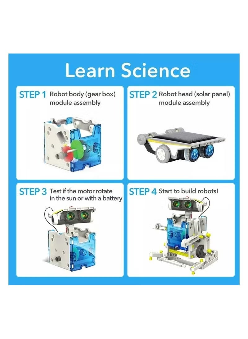Clicko 13 in 1 Assembling Solar Robot Kit, Educational stem engineering toys Toys for kids , 190 Pieces Robotics Educational Toy Set For Kids With Tools to improve creativity - Image 5