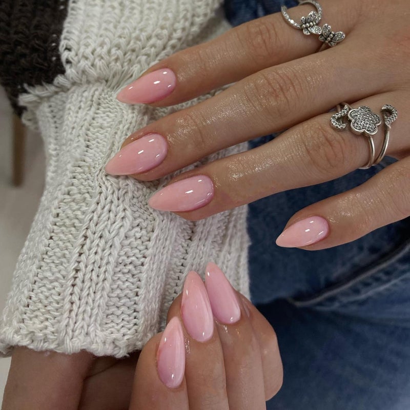 KQueenest Baby Pink Press on Nails Short Almond, 30 Pcs Spring Thick Fake Nails Short Acrylic Nails Press on Natural Fit Short Almond Nails Glue on Reusable Stick on Nails For Women - Image 1