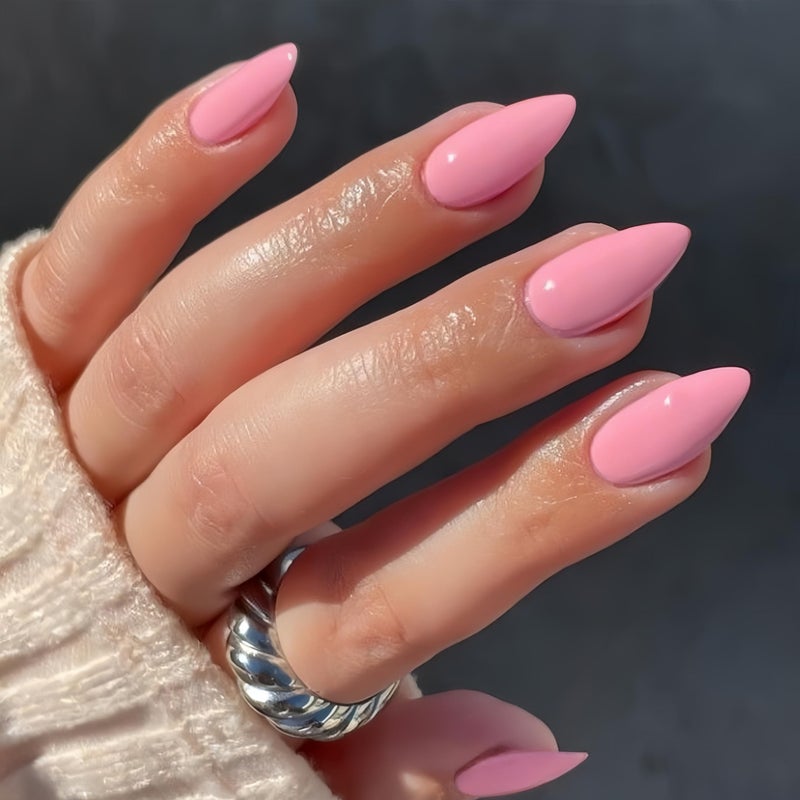 KQueenest Baby Pink Press on Nails Short Almond, 30 Pcs Spring Thick Fake Nails Short Acrylic Nails Press on Natural Fit Short Almond Nails Glue on Reusable Stick on Nails For Women - Image 3
