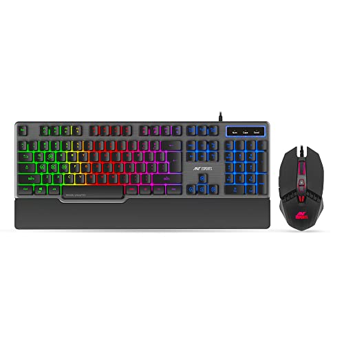 Ant Esports KM500 RGB Gaming Keyboard and Mouse Combo, 104 Keys Rainbow Backlit Keyboard, 7 Color RGB Mouse, 19 Anti-Ghosting Keys, Wired for PC, Laptop, PS4 & Xbox (Black) - Image 1