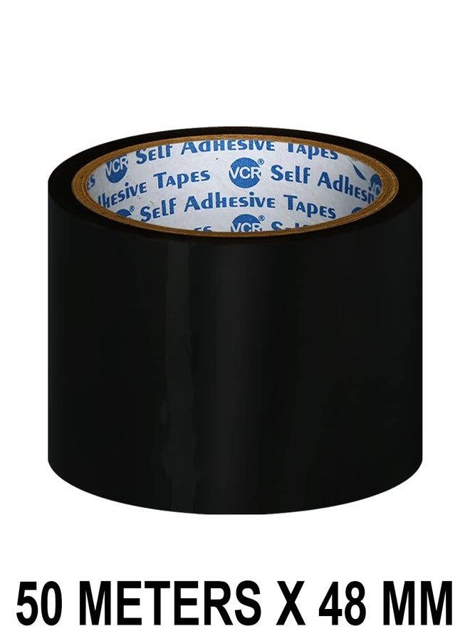 VCR Black Color Tape - 50 Meters in Length - 48mm / 2" Width - 01 Roll Per Pack - BOPP Self Adhesive Tape for Arts and Craft use, Box Packing, Office and Home use - Image 2