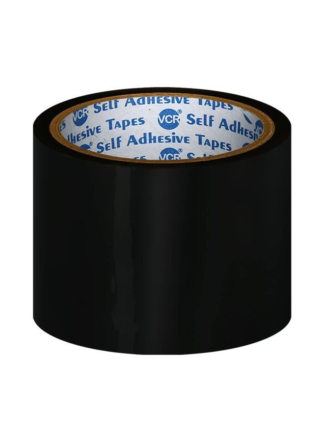 VCR Black Color Tape - 50 Meters in Length - 48mm / 2" Width - 01 Roll Per Pack - BOPP Self Adhesive Tape for Arts and Craft use, Box Packing, Office and Home use - Image 1