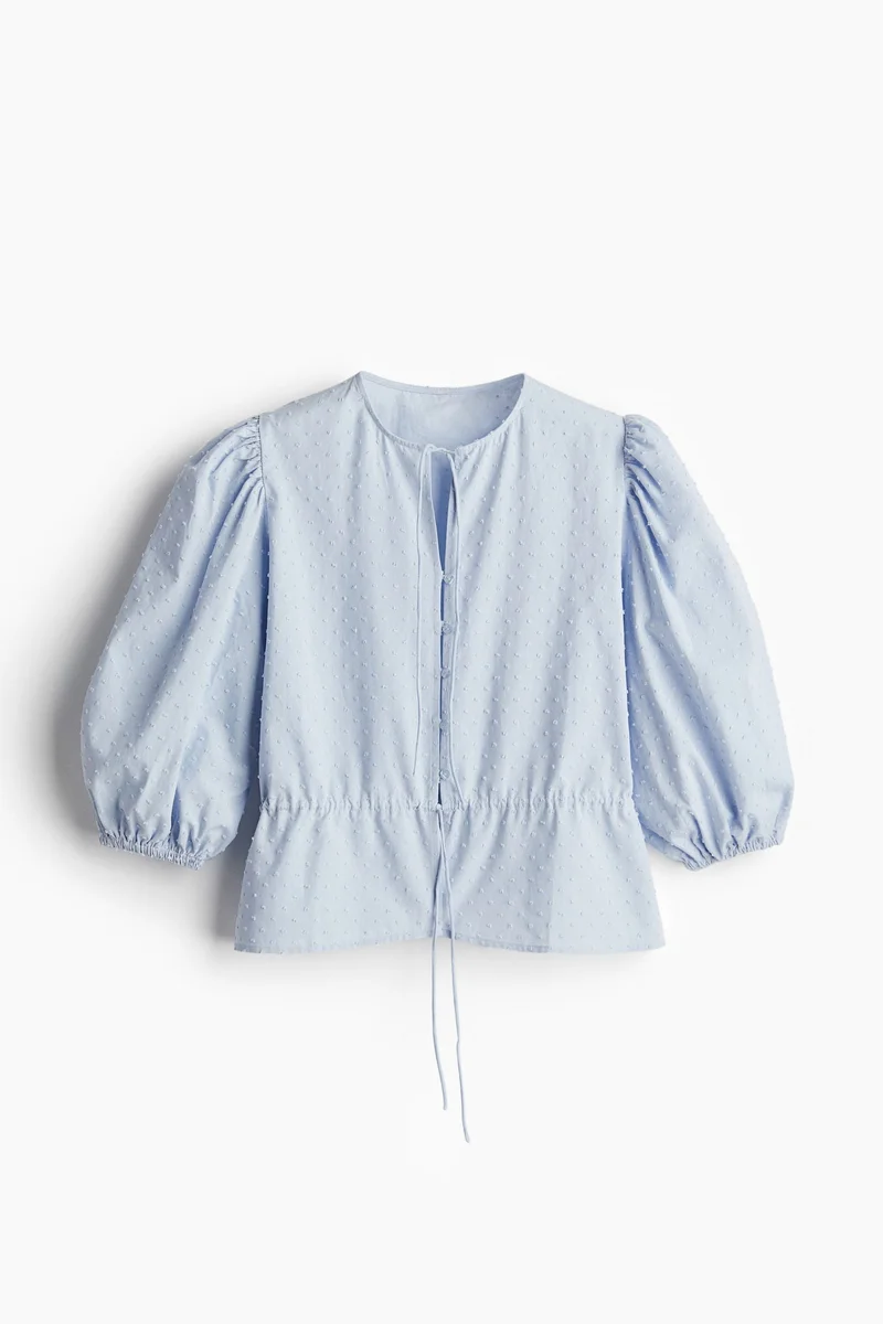 H&M Casual Solid Puff Sleeve Top