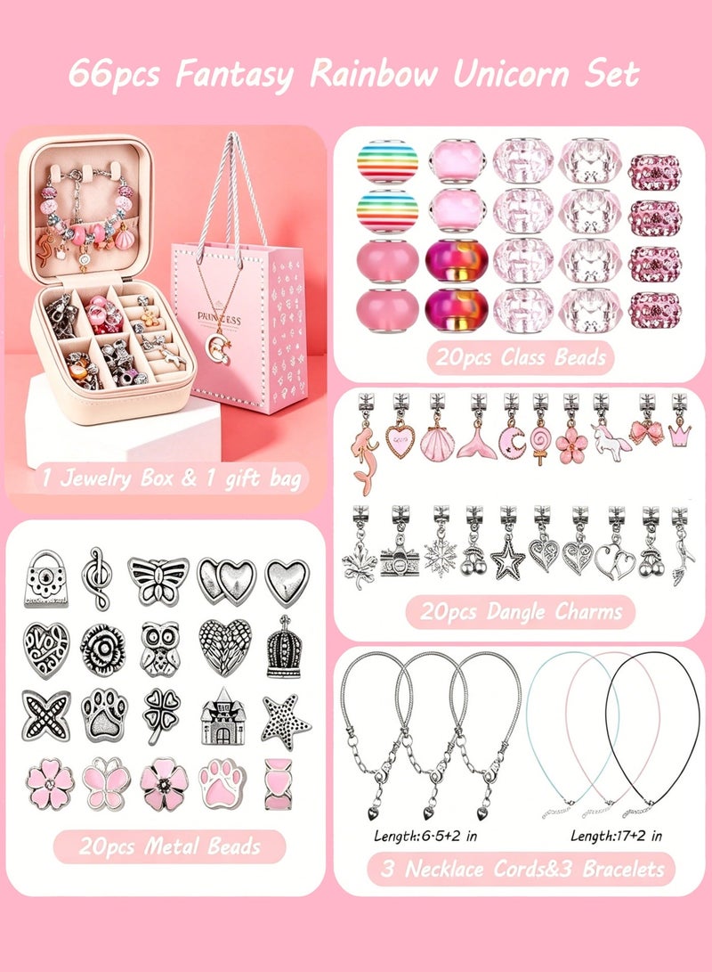 MEEKU 66-Piece DIY Bracelet Gift Set - Includes Jewelry Box & Rabbit Pendant, Party Birthday Gift for 6-12 Year Old Girls, Packaged with Gift Box & Bag - Image 3